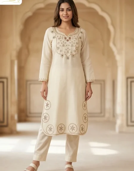 Ivory Embroidered Suit Set