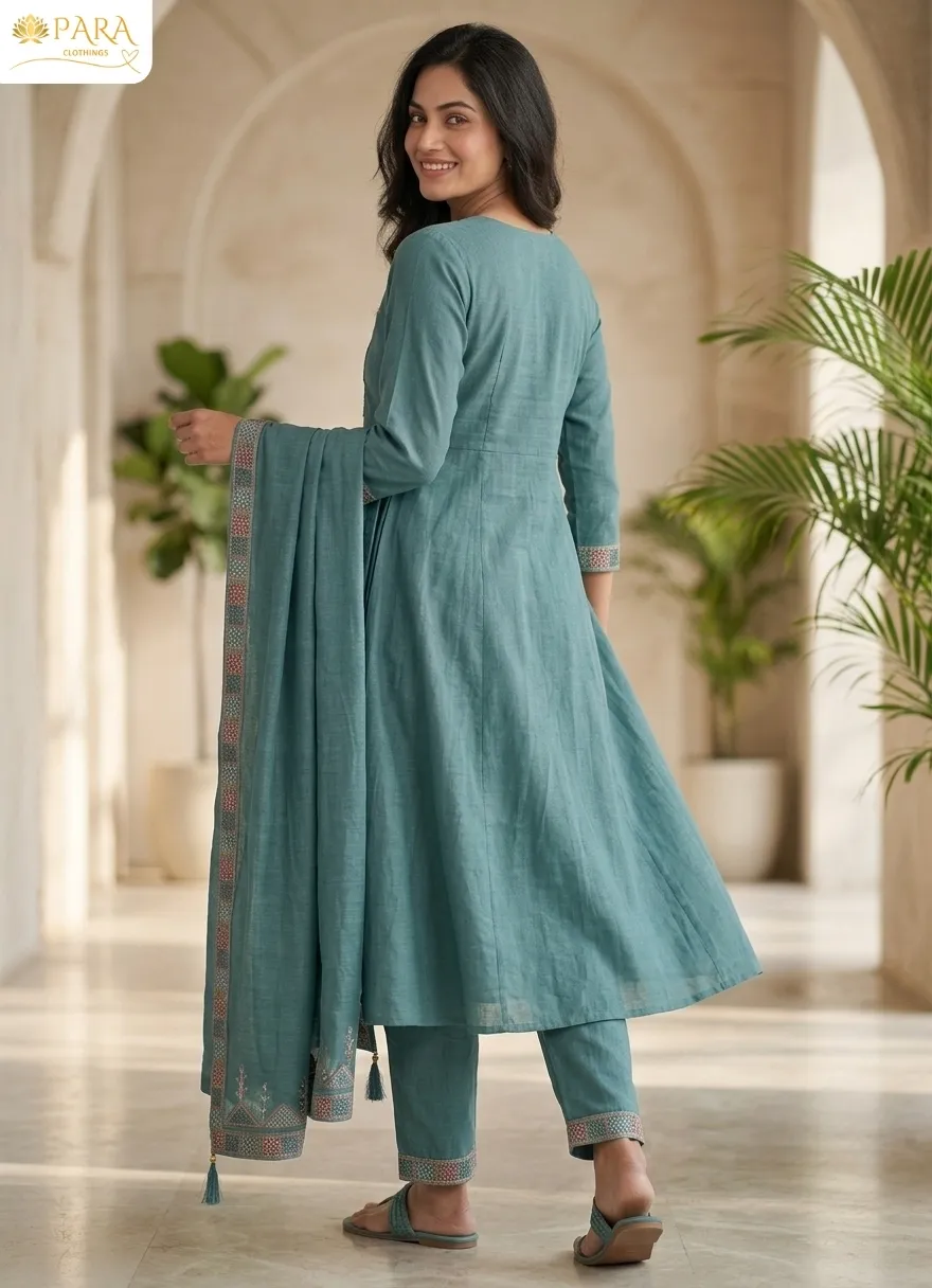 Teal Anarkali Suit Set - Image 2