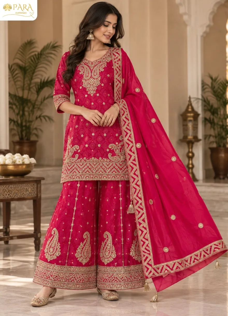 Magenta-Heavy-Embroidered-Sharara-Set