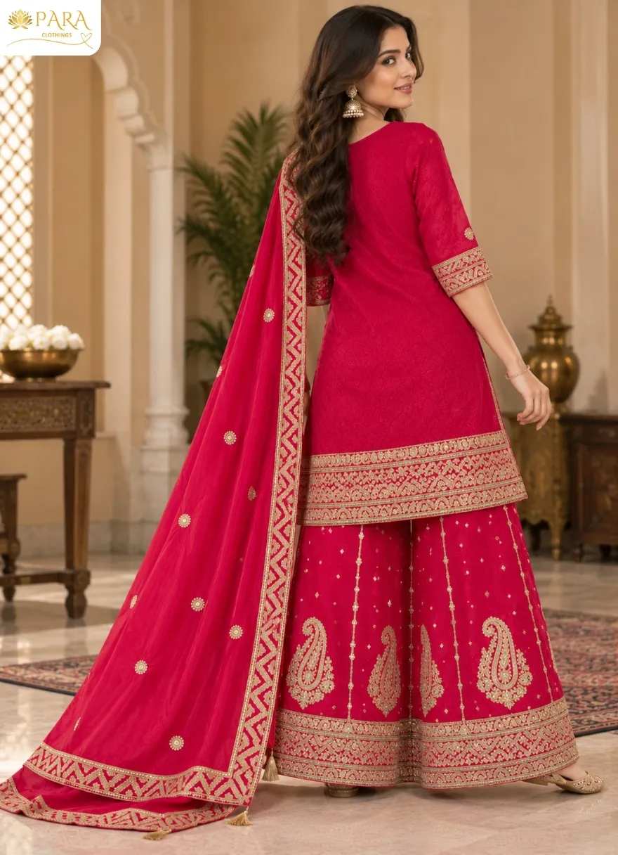 Magenta-Heavy-Embroidered-Sharara-Set - Image 3