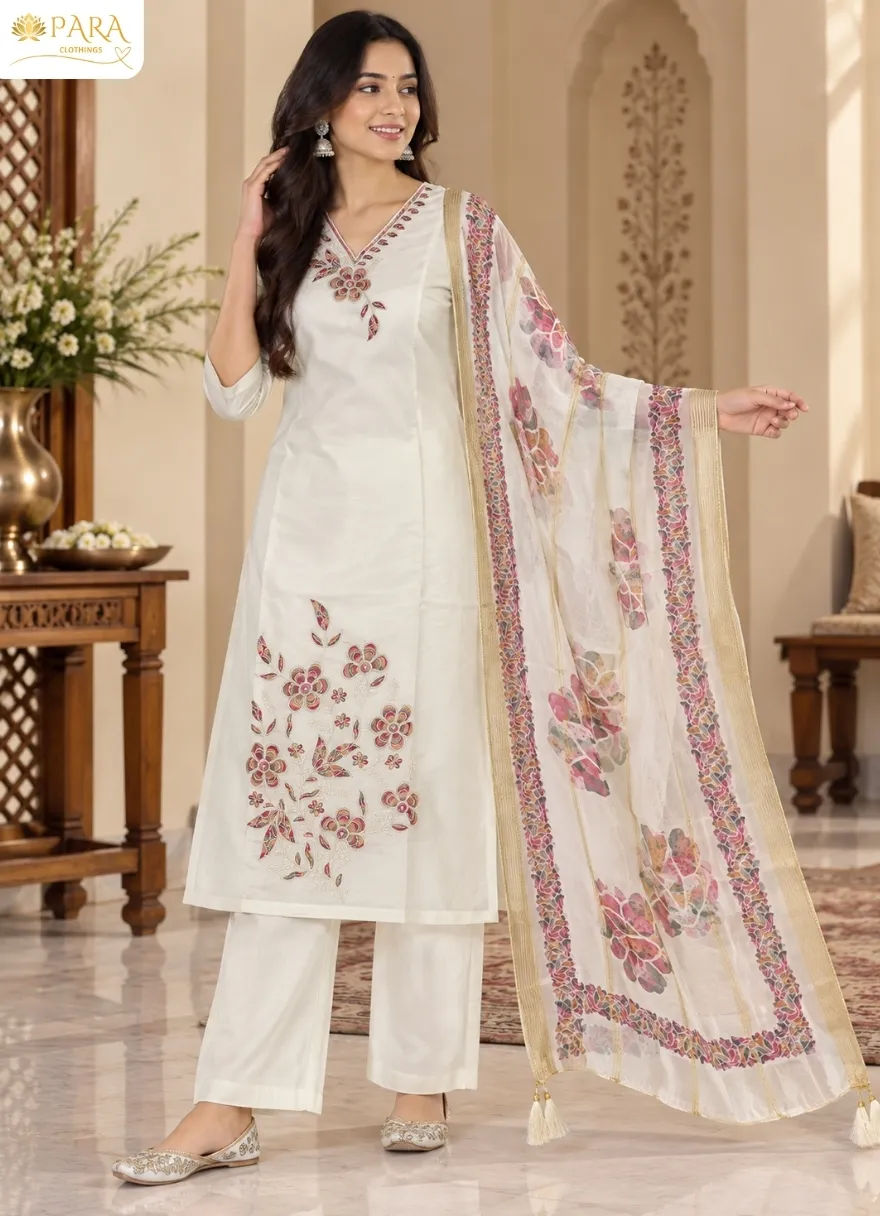 Off-White-Floral-Embroidered-Kurta-Set