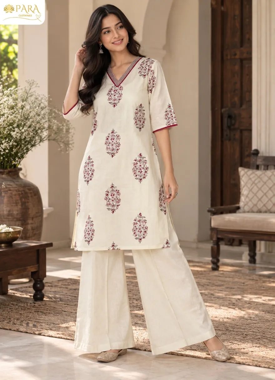 Off-White-Maroon-Floral-Block-Print-Kurta-Set