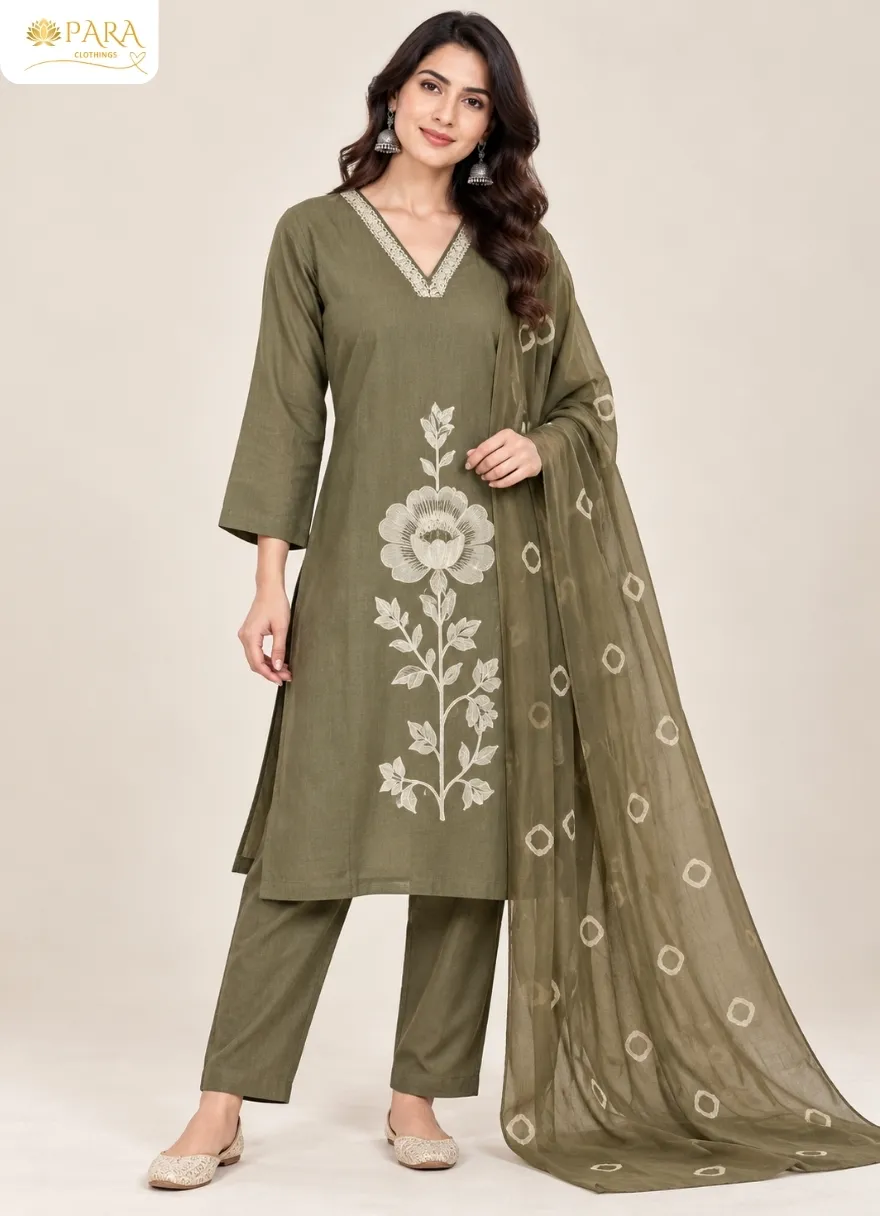 Olive-Green-Embroidered-Kurta-Set-with-Dupatta