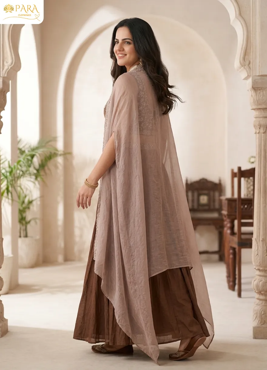 Para-Clothings-Indo-Western-Crop-Top-Palazzo-Cape - Image 3