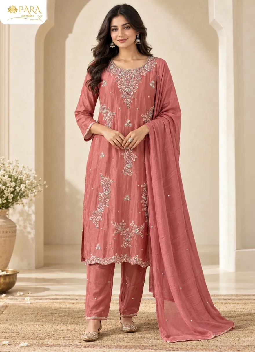 Pink-Embroidered-Kurti-with-Straight-Pants-and-Dupatta-Set
