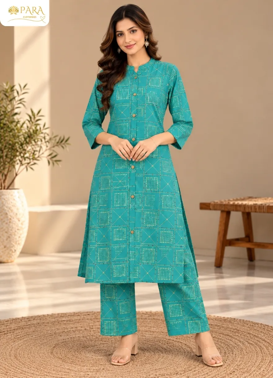 Real-Blue-Geometric-Foil-Print-Kurti-with-Trouser